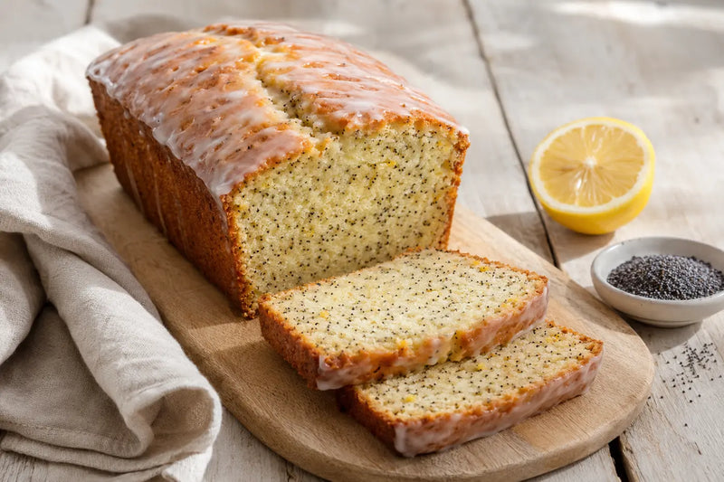 Lemon and poppy seed loaf made with poppy seed oil