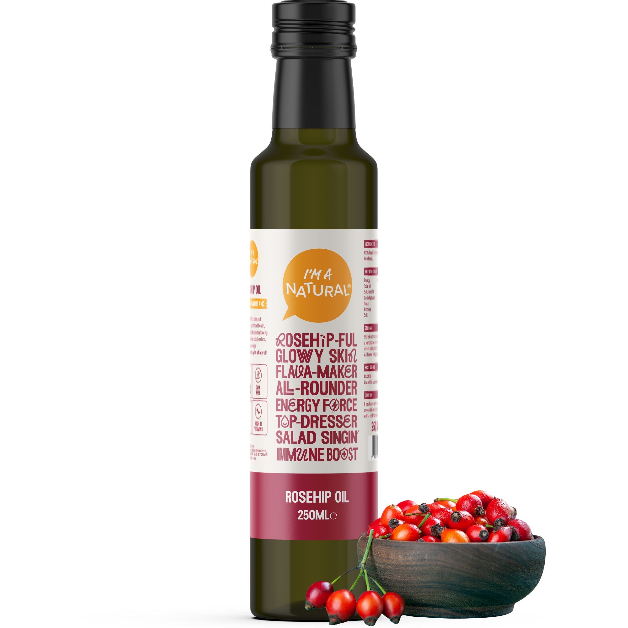 Cold pressed food-grade Rosehip Oil 250ml by I'm A Natural