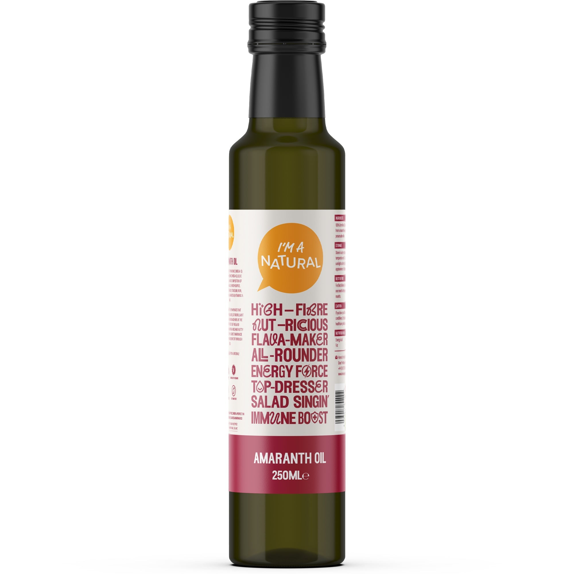 Cold Pressed Amaranth Seed Oil 250ml glass bottle by I'm A Natural