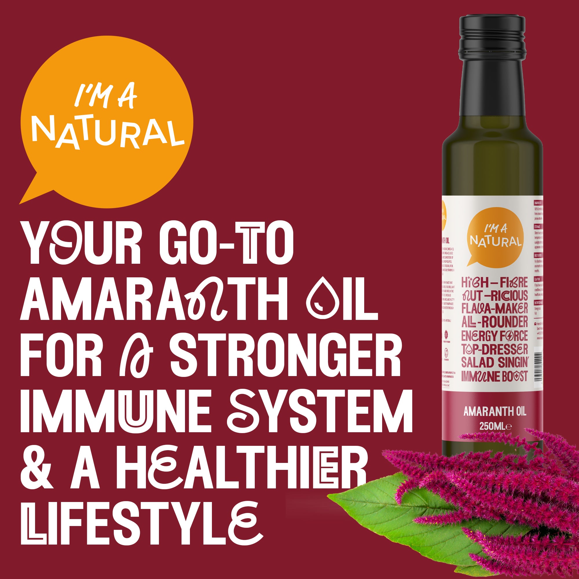 Amaranth Seed Oil 250ml by I'm A Natural — cold pressed, unrefined