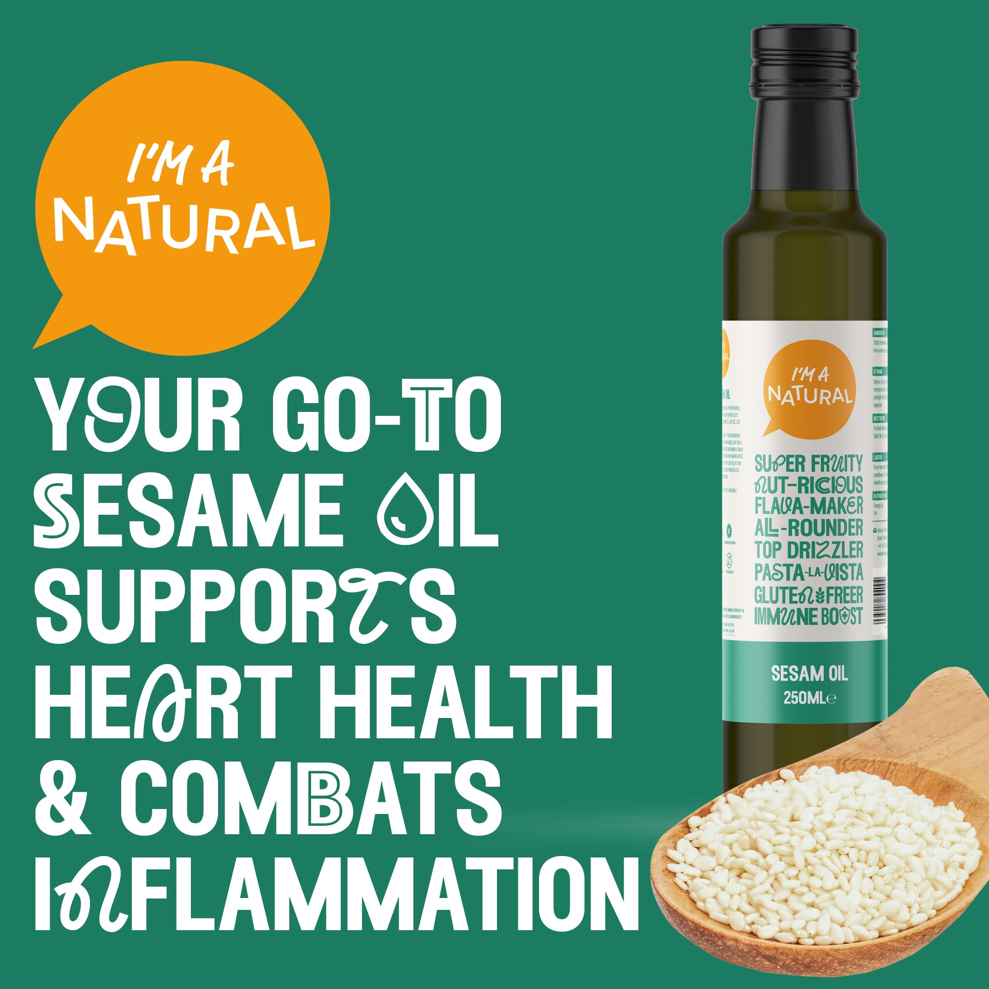 Sesame Oil 250ml — cold pressed and unrefined, single ingredient