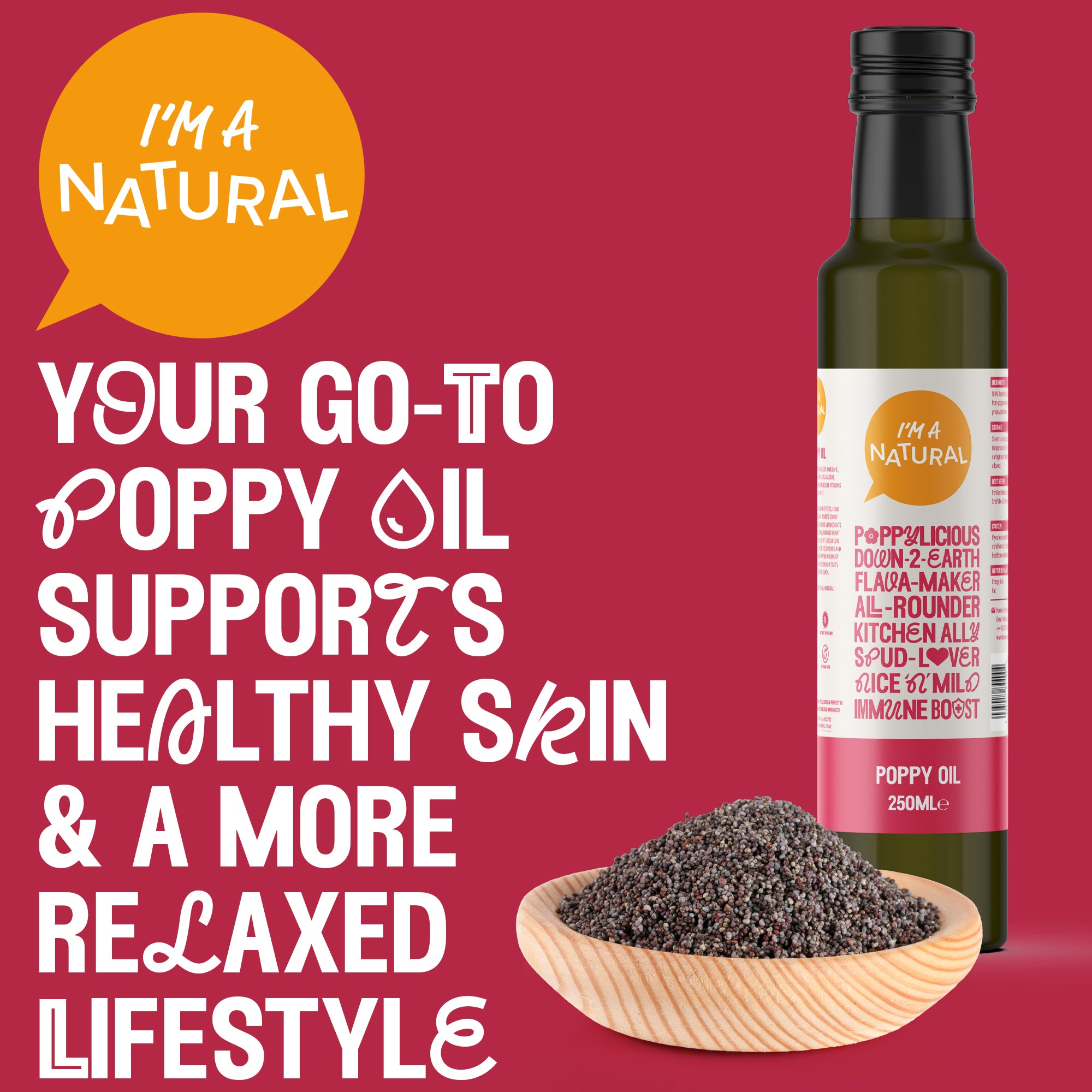 Poppy Seed Oil 250ml — cold pressed and unrefined, single ingredient