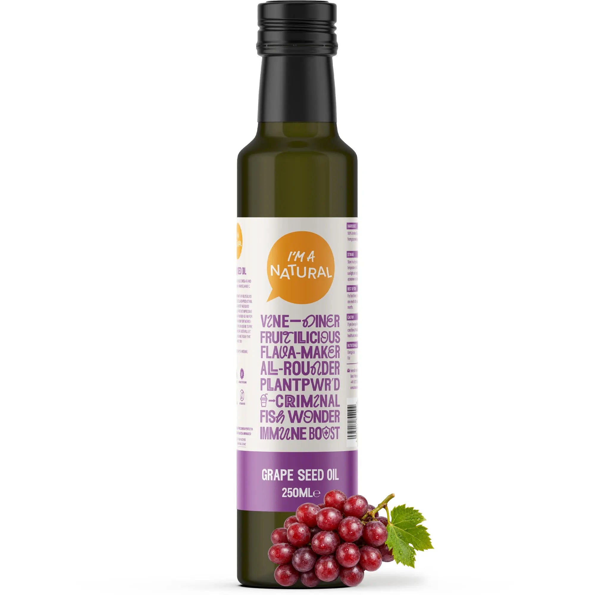 Grapeseed Oil 250ml with fresh red grapes