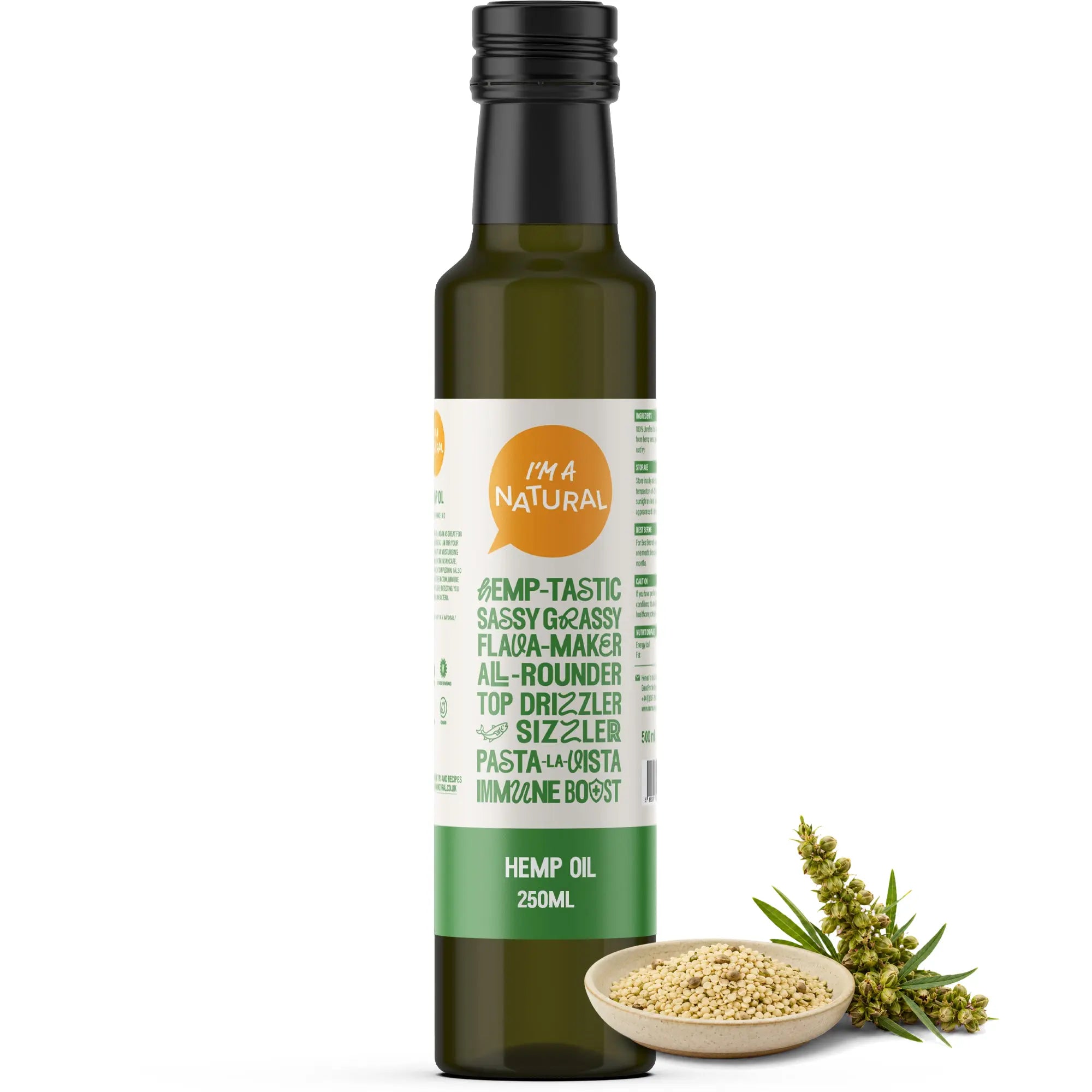 Hemp seed oil 250ml with hemp seeds