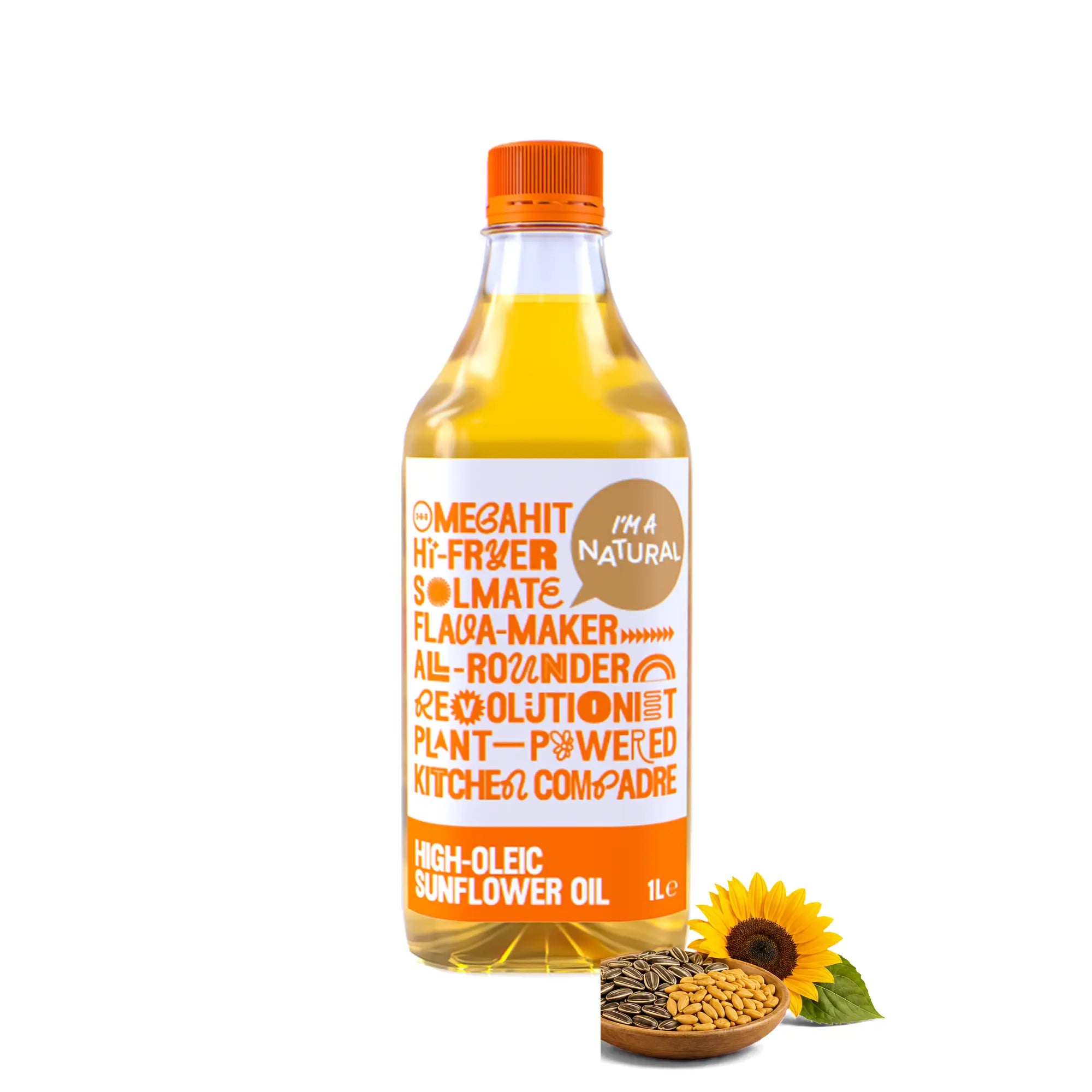 High-oleic sunflower oil 1 litre with sunflower seeds