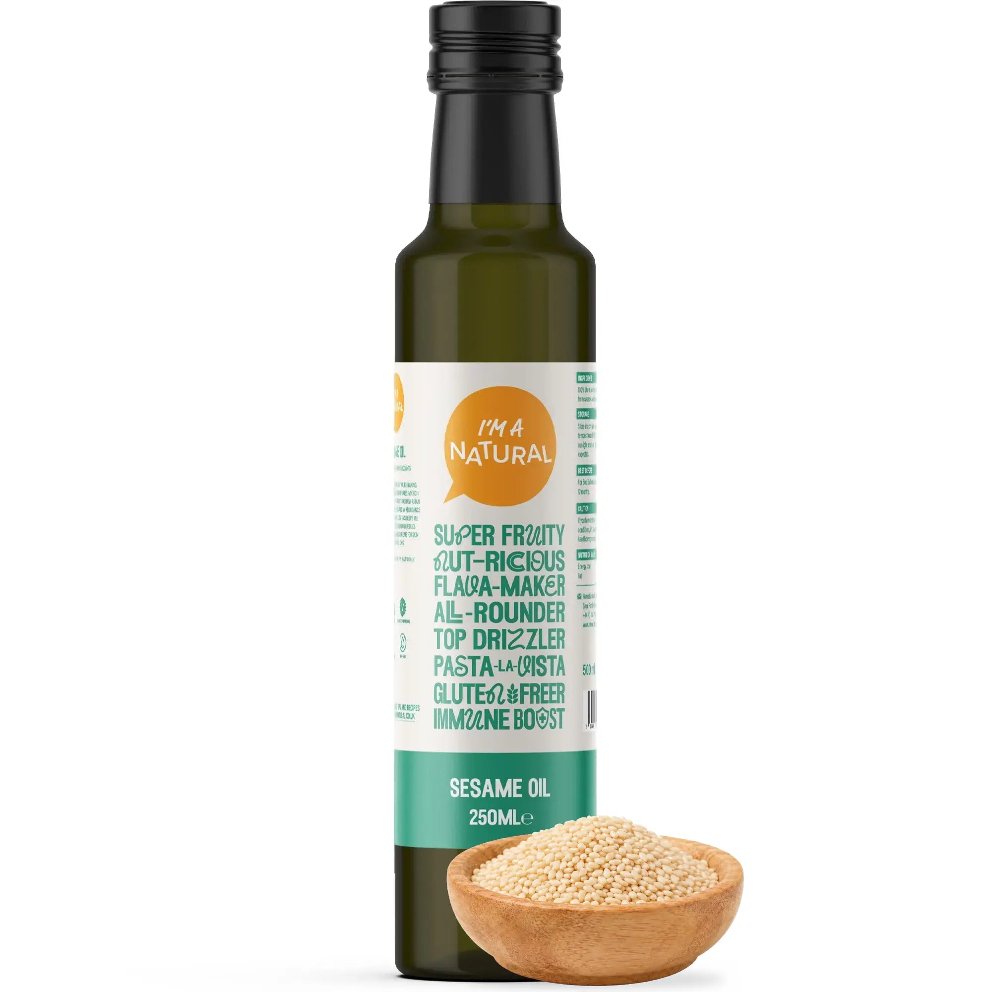 Cold Pressed Sesame Oil 250ml with sesame seeds by I'm A Natural